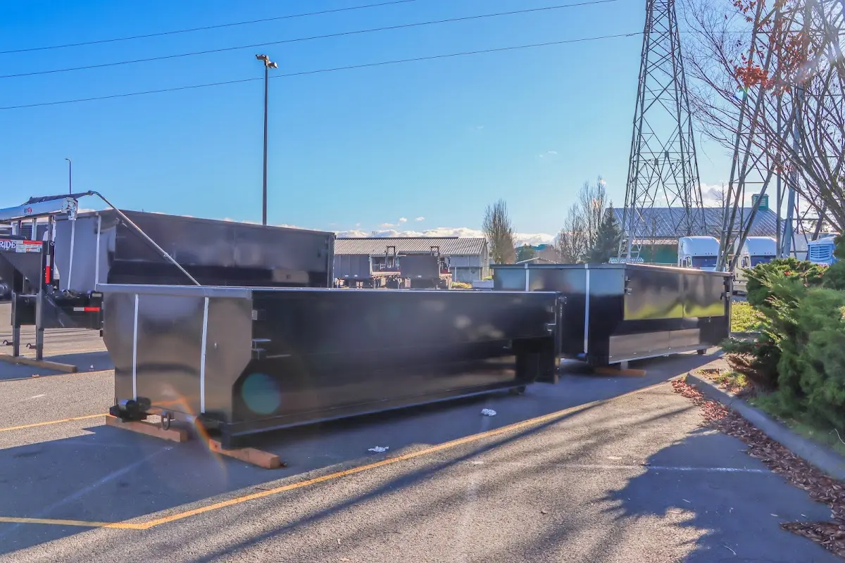 Roll-off dumpster ready for waste disposal at job site for 6 Yard Dumpster Rental in Chestnuthill